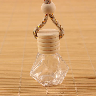 Empty Diamond Car Reed Diffuser Pendant 8ml Air Freshener Bottle And Wooden Lid
