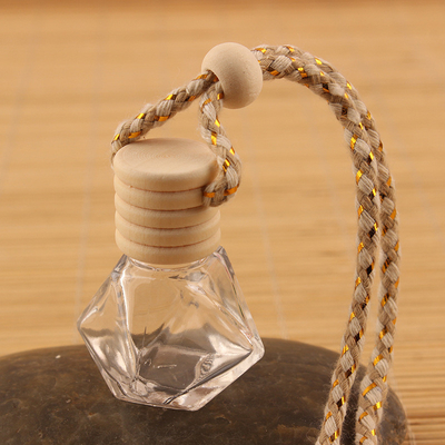 Empty Diamond Car Reed Diffuser Pendant 8ml Air Freshener Bottle And Wooden Lid