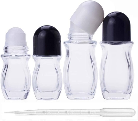 H6.85in D2.68in Glass Cosmetic Containers Round Octagonal Perfume Roller Bottles