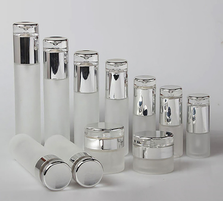 SGS 4oz Frosted Glass Lotion Bottle Containers Flat Shoulder With Spray Pump