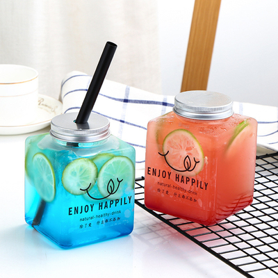 ISO14001 500ml Square Plastic Beverage Bottles Bubble Tea And Soda