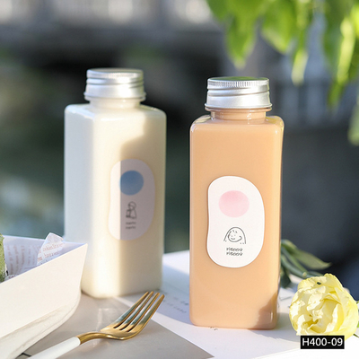 Disposable Plastic Beverage Bottles 16 Oz 400ml Clear Square PET Bottles BPA Free