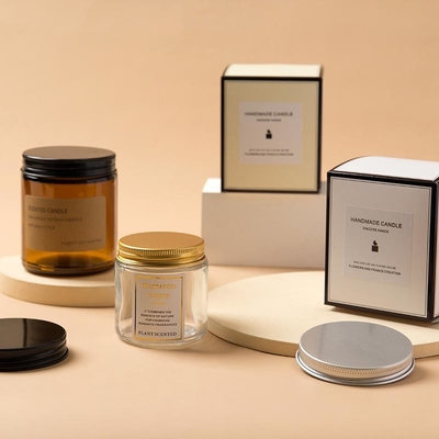 Glass Cosmetic Containers 4oz 8oz 16oz Clear Amber Straight Side Glass Jar with lid