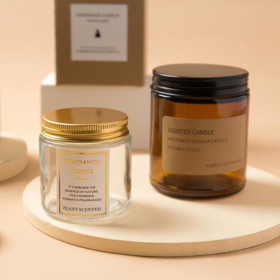 Glass Cosmetic Containers 4oz 8oz 16oz Clear Amber Straight Side Glass Jar with lid