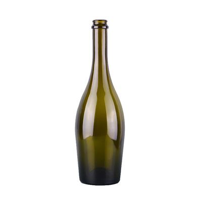 Champagne Shaped Glass Wine Bottle Empty Antique Green Wine Packaging 750ml