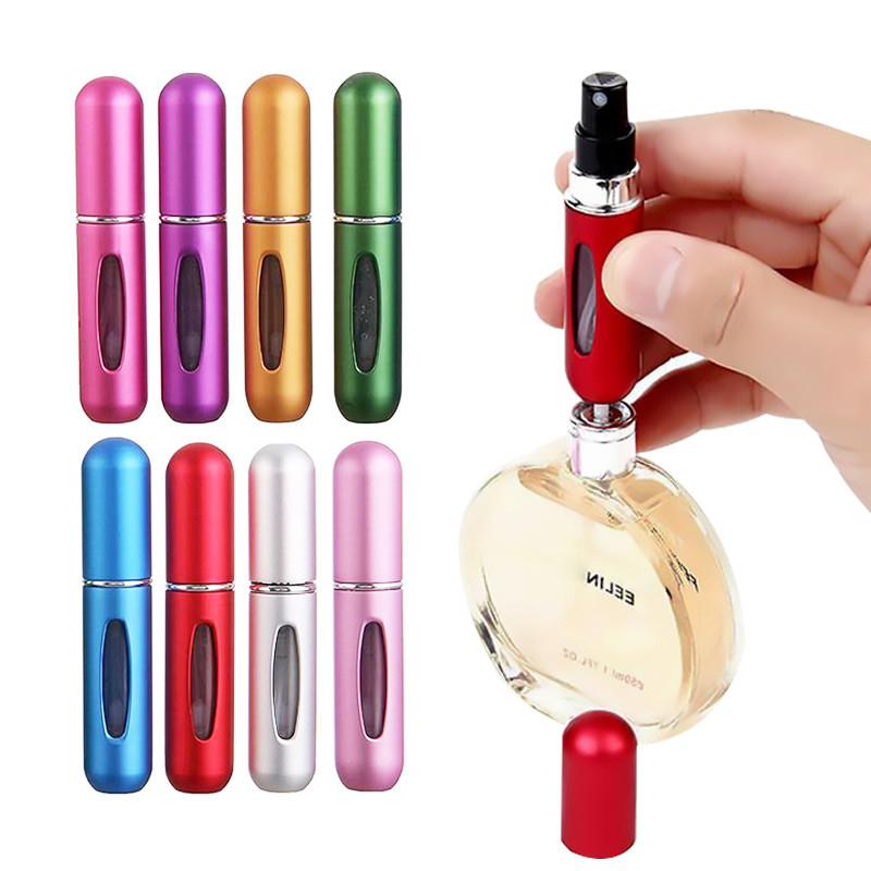 Perfume Atomizer Spray Aluminum Cosmetic Bottles 80*16.5mm Reusable 5ml 8ml