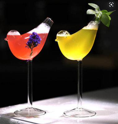 Good price زجاجة عصير كوكتيل شفافة فريدة من نوعها على شكل طائر من الزجاج 201-300 مل لمتجر البار الانترنت