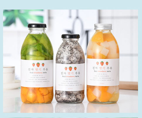 Good price زجاجة شراب زجاجية دائرية 300 مل 350 مل 500 مل لبن زبادي ميلك شيك مع ملصق الانترنت